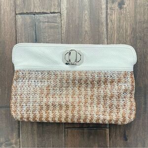 Deux Lux Gold & White Woven Clutch Purse